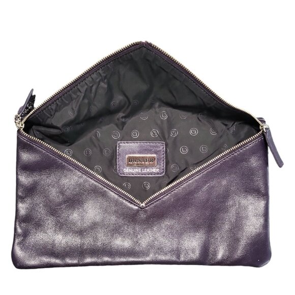 Danier Leather Women's Clutch Purse Black Leather Double Zipper - Picture 5 of 6